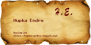 Hupka Endre névjegykártya